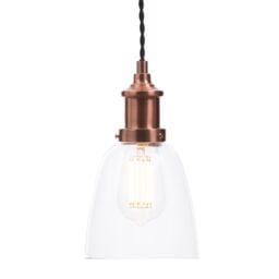 Industrial 1 Light Diner Style Ceiling Pendant - Copper