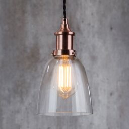 Industrial 1 Light Diner Style Ceiling Pendant - Copper - thumbnail 5