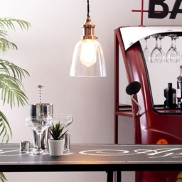 Industrial 1 Light Diner Style Ceiling Pendant - Copper - thumbnail 2