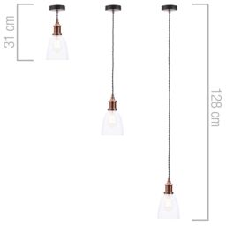 Industrial 1 Light Diner Style Ceiling Pendant - Copper - thumbnail 8