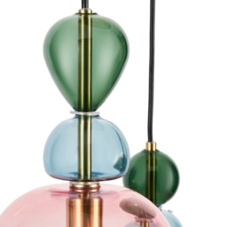 Visconte Vietri 3 Light Cluster Ceiling Pendant with Glass Shades - Satin Brass - thumbnail 7
