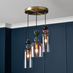 Visconte Vietri 3 Light Cluster Ceiling Pendant with Glass Shades - Satin Brass - thumbnail 2
