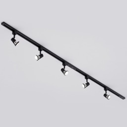 2 metre Track Light Kit with 5 Harlem Heads and LED Bulbs - Black - thumbnail 2