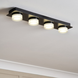 Bolton Bathroom 4 Light LED Flush Ceiling Spotlight Bar - Matte Black - thumbnail 7