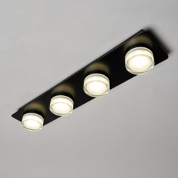 Bolton Bathroom 4 Light LED Flush Ceiling Spotlight Bar - Matte Black - thumbnail 2