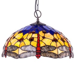 Tiffany by Tiff 2 Light 40cm Dragonfly Ceiling Pendant - Antique Brass - thumbnail 2