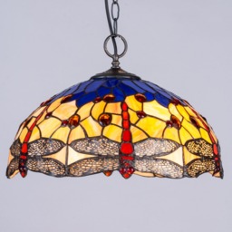 Tiffany by Tiff 2 Light 40cm Dragonfly Ceiling Pendant - Antique Brass - thumbnail 3