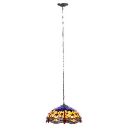 Tiffany by Tiff 2 Light 40cm Dragonfly Ceiling Pendant - Antique Brass - thumbnail 7