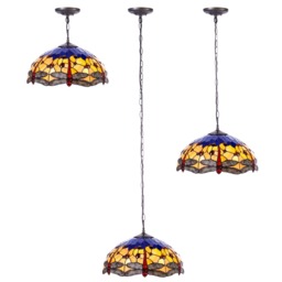 Tiffany by Tiff 2 Light 40cm Dragonfly Ceiling Pendant - Antique Brass - thumbnail 6