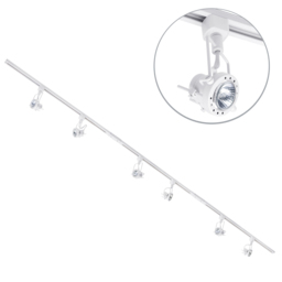 3m Straight Track Light Kit with 6 Greenwich Heads and LED Bulbs - White