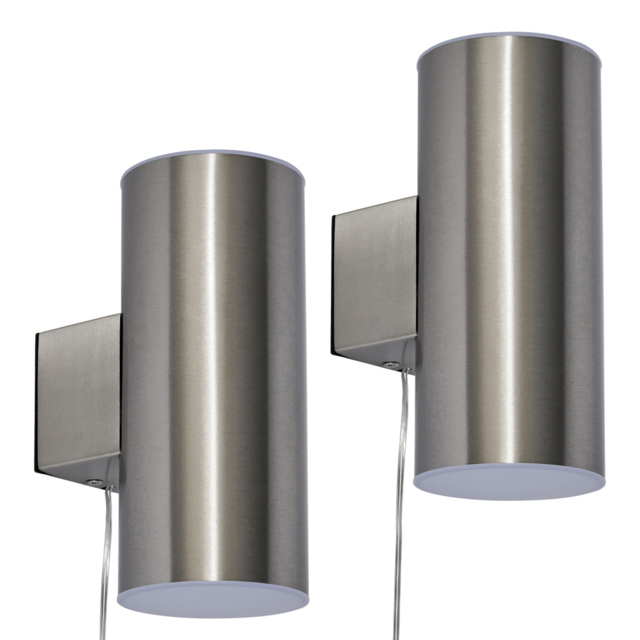 2 Pack of Bao Outdoor Solar LED Up and Down Wall Light - Stainless Steel - image 1