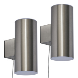 2 Pack of Bao Outdoor Solar LED Up and Down Wall Light - Stainless Steel