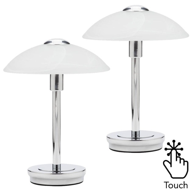 2 Pack of Alabaster Shade Touch Table Lamp - Chrome - image 1