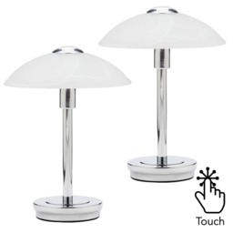 2 Pack of Alabaster Shade Touch Table Lamp - Chrome - thumbnail 1