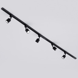 2m Track Light Kit with 5 Soho Heads and LED Bulbs - Black - thumbnail 2