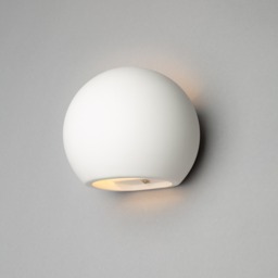 Vane Paintable Plaster Round Up and Down Wall Light - White - thumbnail 2