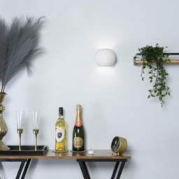 Vane Paintable Plaster Round Up and Down Wall Light - White - thumbnail 6
