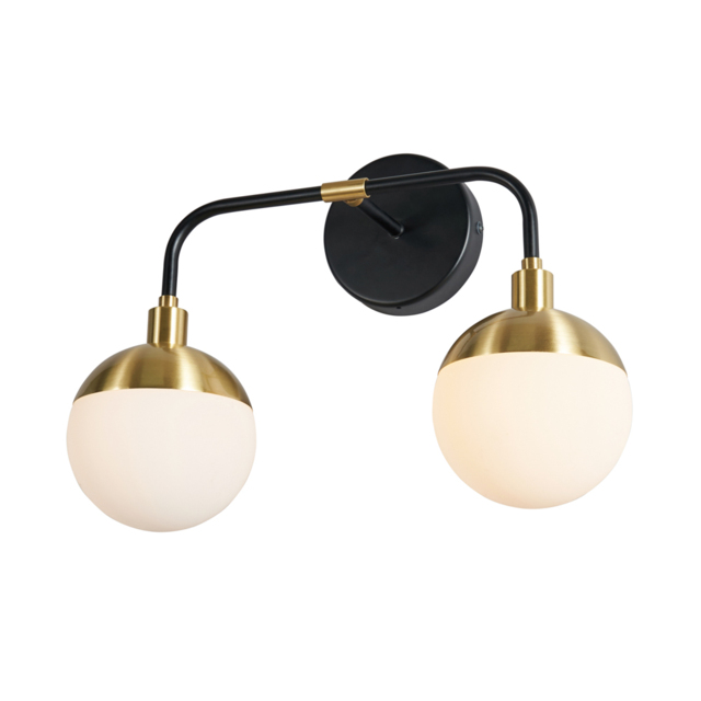 Sydney 2 Light Bathroom Wall Light - Black and Brass - image 1
