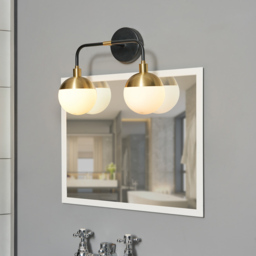 Sydney 2 Light Bathroom Wall Light - Black and Brass - thumbnail 7