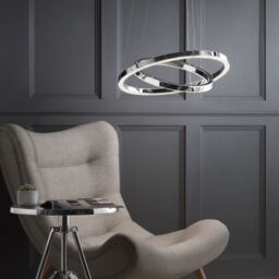 Visconte Spark LED Dual Hoop Ceiling Pendant Light - Chrome - thumbnail 2