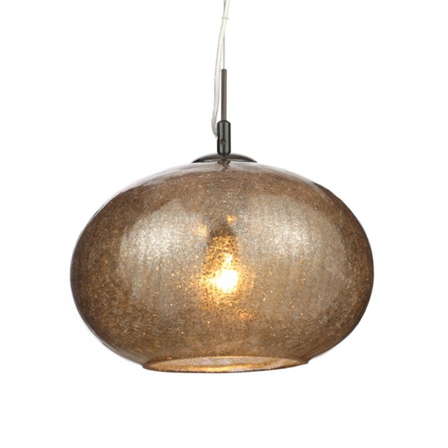 Crackle Effect Glass Ceiling Pendant - Smoke - image 1