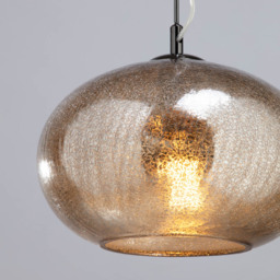 Crackle Effect Glass Ceiling Pendant - Smoke - thumbnail 4
