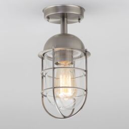 Cari 1 Light Caged Outdoor Lantern - Stainless Steel - thumbnail 2
