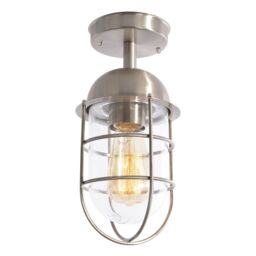 Cari 1 Light Caged Outdoor Lantern - Stainless Steel - thumbnail 1