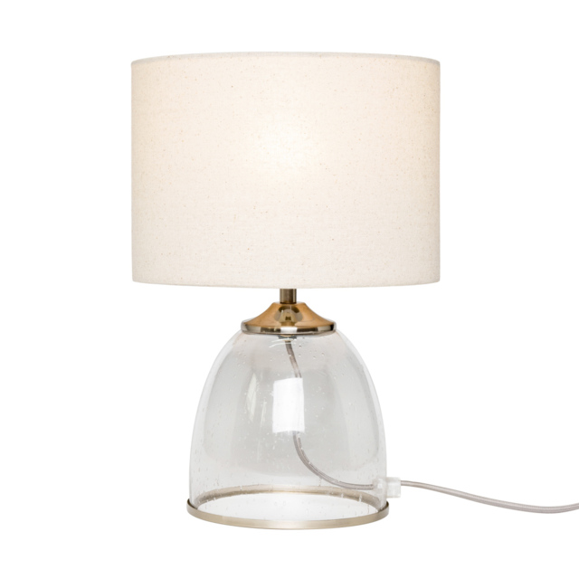 Industrial Style Table Lamp with Drum Shade - Satin Nickel - image 1