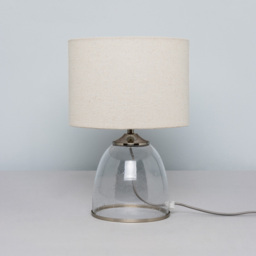 Industrial Style Table Lamp with Drum Shade - Satin Nickel - thumbnail 3
