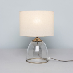 Industrial Style Table Lamp with Drum Shade - Satin Nickel - thumbnail 2