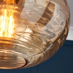 Visconte Sarno 1 Light Ceiling Pendant with Champagne Oval Glass Shade - Brass - thumbnail 8