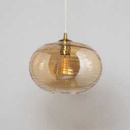 Visconte Sarno 1 Light Ceiling Pendant with Champagne Oval Glass Shade - Brass - thumbnail 3