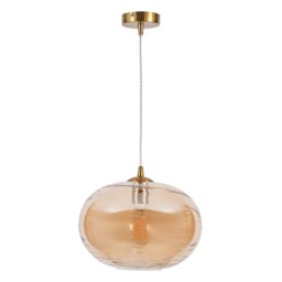 Visconte Sarno 1 Light Ceiling Pendant with Champagne Oval Glass Shade - Brass - thumbnail 9