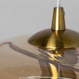 Visconte Sarno 1 Light Ceiling Pendant with Champagne Oval Glass Shade - Brass - thumbnail 4