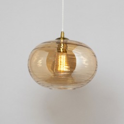 Visconte Sarno 1 Light Ceiling Pendant with Champagne Oval Glass Shade - Brass - thumbnail 2