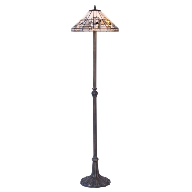 Tiffany by Tiff 2 Light 40cm Art Deco Floor Lamp - Antique Brass - image 1