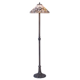 Tiffany by Tiff 2 Light 40cm Art Deco Floor Lamp - Antique Brass