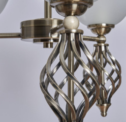 Alabaster 3 Light Spiral Semi Flush Ceiling Light - Antique Brass - thumbnail 4
