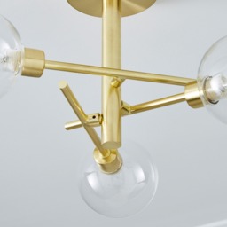 Supa 3 Light Stick Semi Flush Ceiling Light - Satin Brass - thumbnail 4