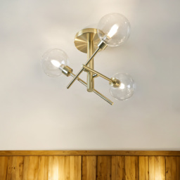 Supa 3 Light Stick Semi Flush Ceiling Light - Satin Brass - thumbnail 7