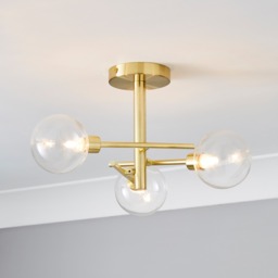 Supa 3 Light Stick Semi Flush Ceiling Light - Satin Brass - thumbnail 2