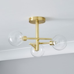 Supa 3 Light Stick Semi Flush Ceiling Light - Satin Brass - thumbnail 3