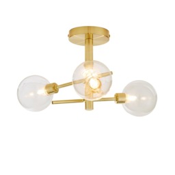 Supa 3 Light Stick Semi Flush Ceiling Light - Satin Brass