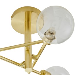 Supa 3 Light Stick Semi Flush Ceiling Light - Satin Brass - thumbnail 6