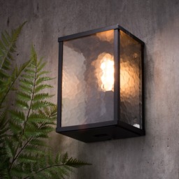 Acton Outdoor 1 Light Wall Light with Frosted Glass Panels - Black - thumbnail 2