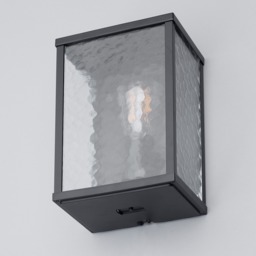 Acton Outdoor 1 Light Wall Light with Frosted Glass Panels - Black - thumbnail 4