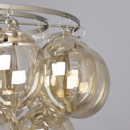 Visconte Maiori Large Flush Ceiling Light with Champagne Shades - Nickel - thumbnail 4