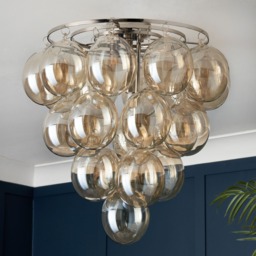 Visconte Maiori Large Flush Ceiling Light with Champagne Shades - Nickel - thumbnail 8