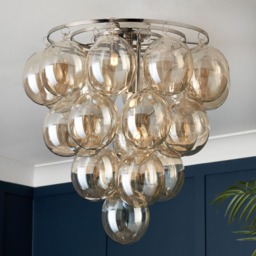 Visconte Maiori Large Flush Ceiling Light with Champagne Shades - Nickel - thumbnail 7